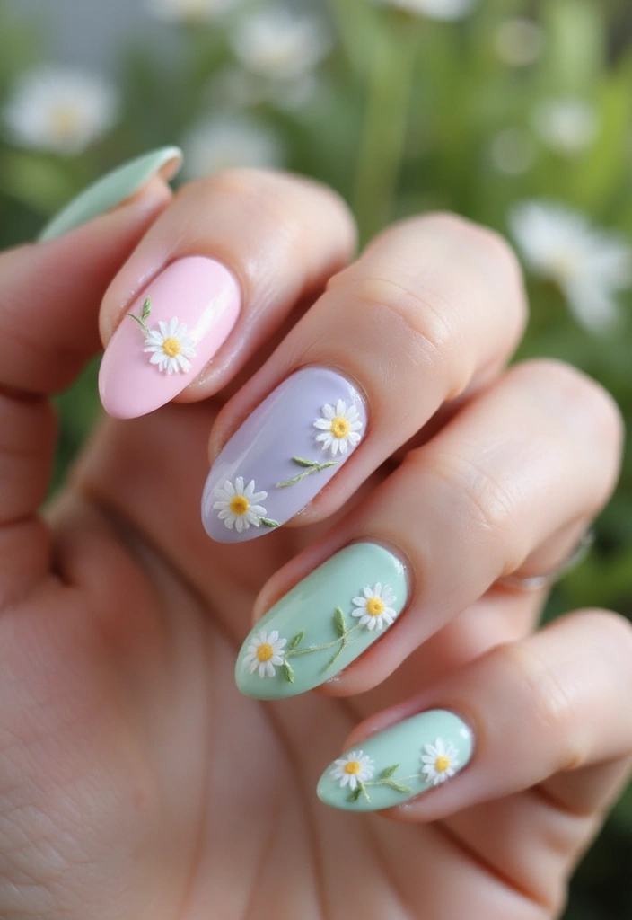 26 Almond Summer Nails for a Fresh Seasonal Look - 4. Pastel Floral Accents