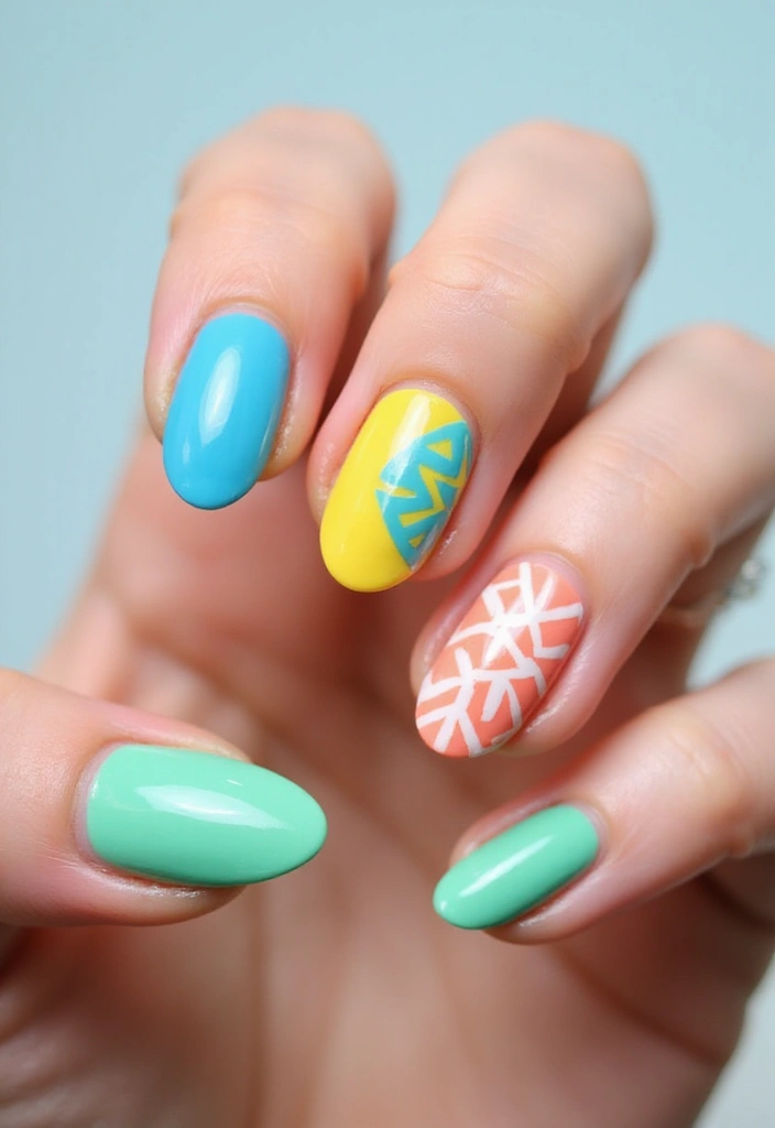 26 Almond Summer Nails for a Fresh Seasonal Look - 8. Geometric Patterns