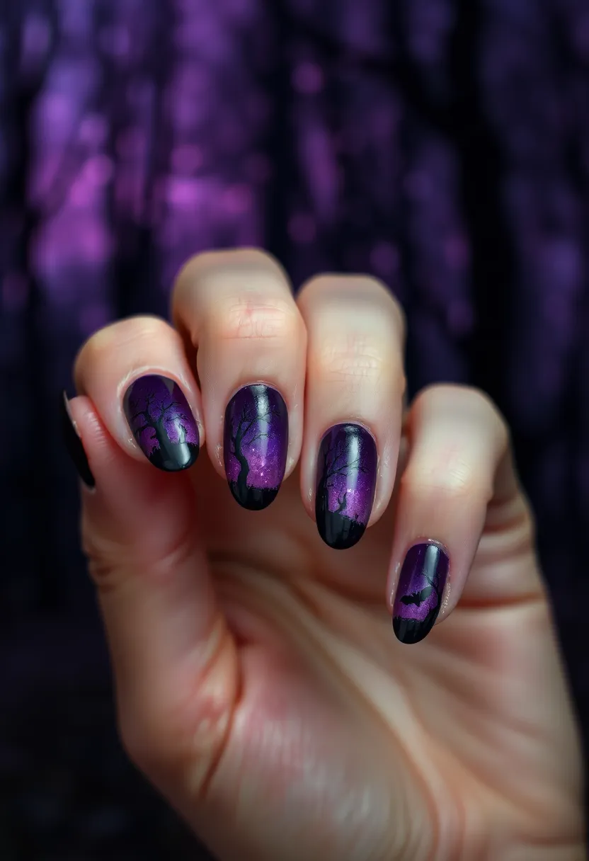 26 Cozy & Chic Nail Ideas for Halloween 2025 - 10. Twilight Forest