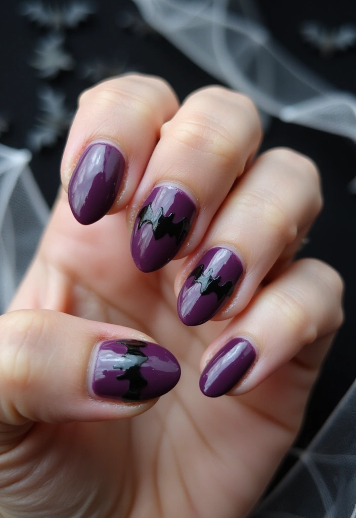 26 Cozy & Chic Nail Ideas for Halloween 2025 - 15. Batty for You