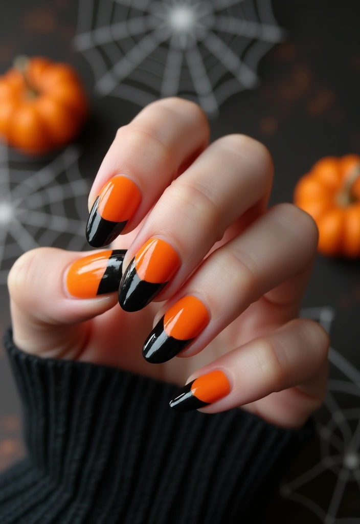 26 Cozy & Chic Nail Ideas for Halloween 2025 - 26. Spooky Chic French Tips