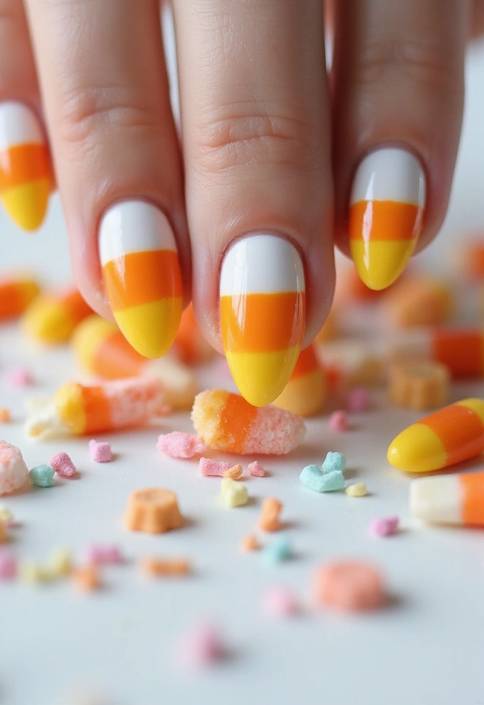 26 Cozy & Chic Nail Ideas for Halloween 2025 - 4. Candy Corn Cuties