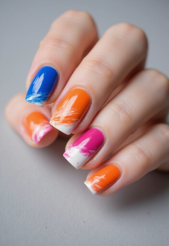26 Creative Twists on Classic French Tip Nails - 11. Artistic Brush Strokes
