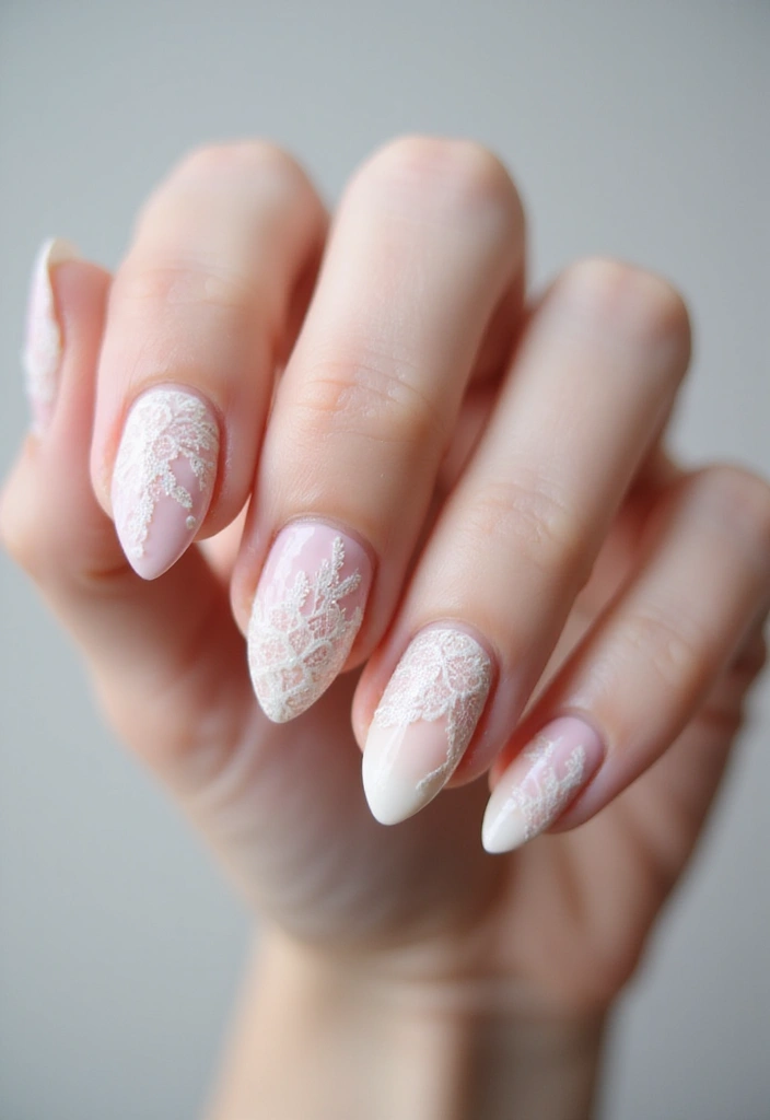 26 Creative Twists on Classic French Tip Nails - 20. Vintage Lace Tips