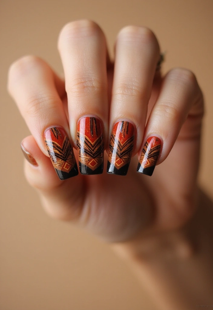 26 Creative Twists on Classic French Tip Nails - 21. Tribal Inspired Tips