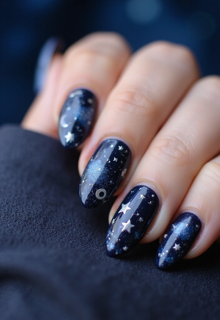26 Creative Twists on Classic French Tip Nails - 23. Celestial Tips