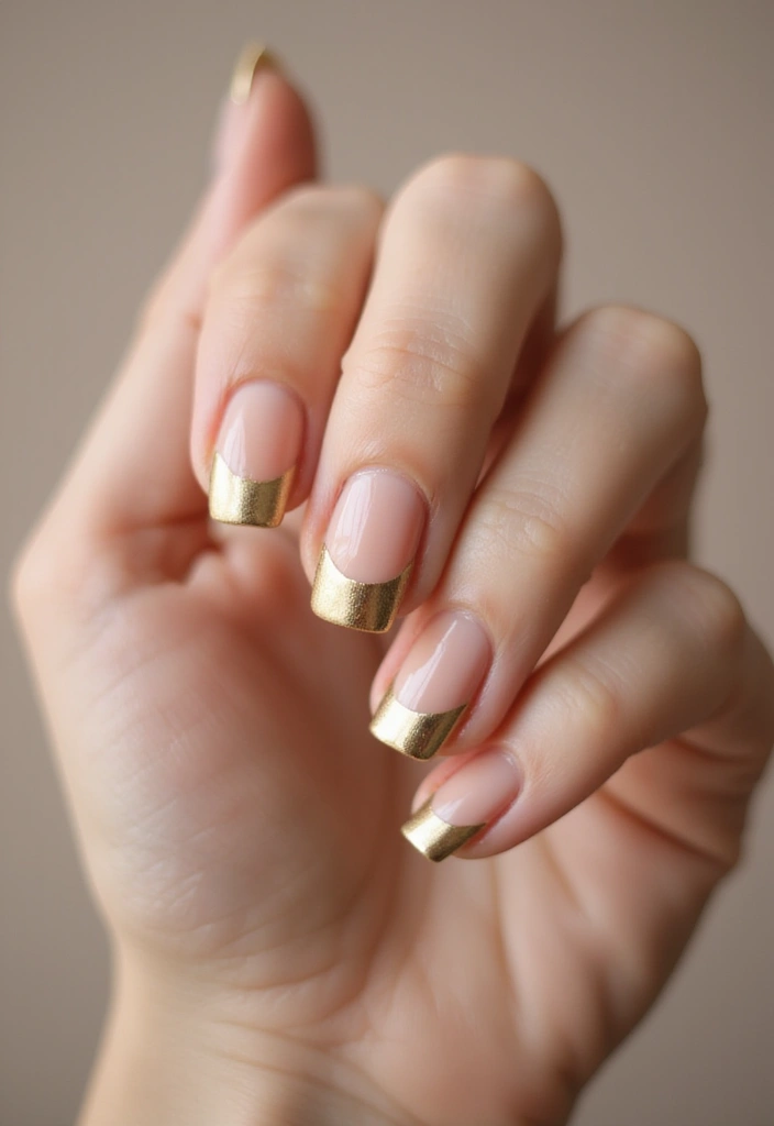 26 Creative Twists on Classic French Tip Nails - 3. Metallic Gold Tips