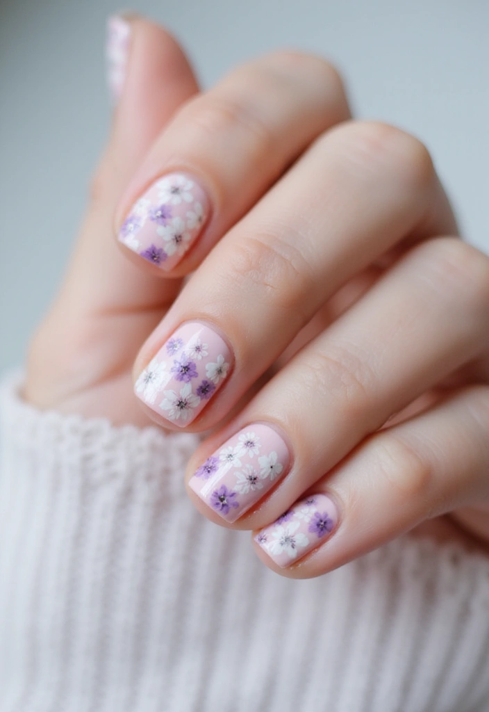 26 Creative Twists on Classic French Tip Nails - 5. Floral Tips