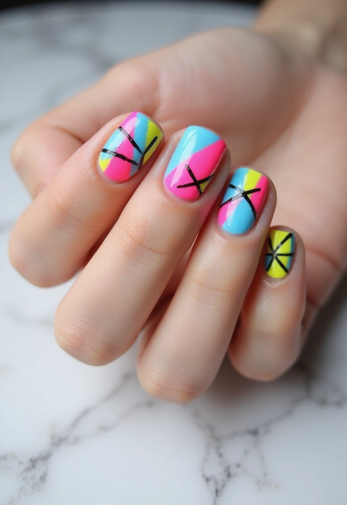 26 Creative Twists on Classic French Tip Nails - 7. Geometric Shapes