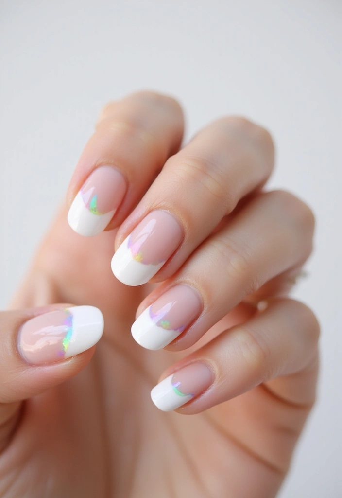 26 Milky Glass French Nail Designs for Subtle Shine - 10. Subtle Rainbow Tips