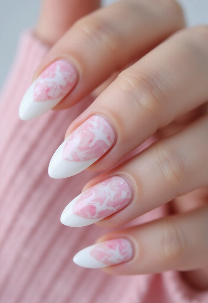 26 Milky Glass French Nail Designs for Subtle Shine - 11. Marble Effects