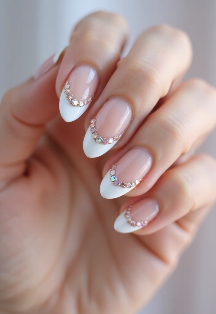 26 Milky Glass French Nail Designs for Subtle Shine - 18. Half-Moon Milky Tips
