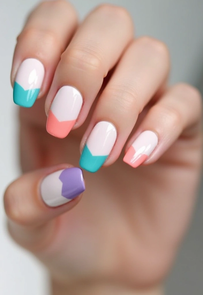 26 Milky Glass French Nail Designs for Subtle Shine - 20. Color Blocked Tips