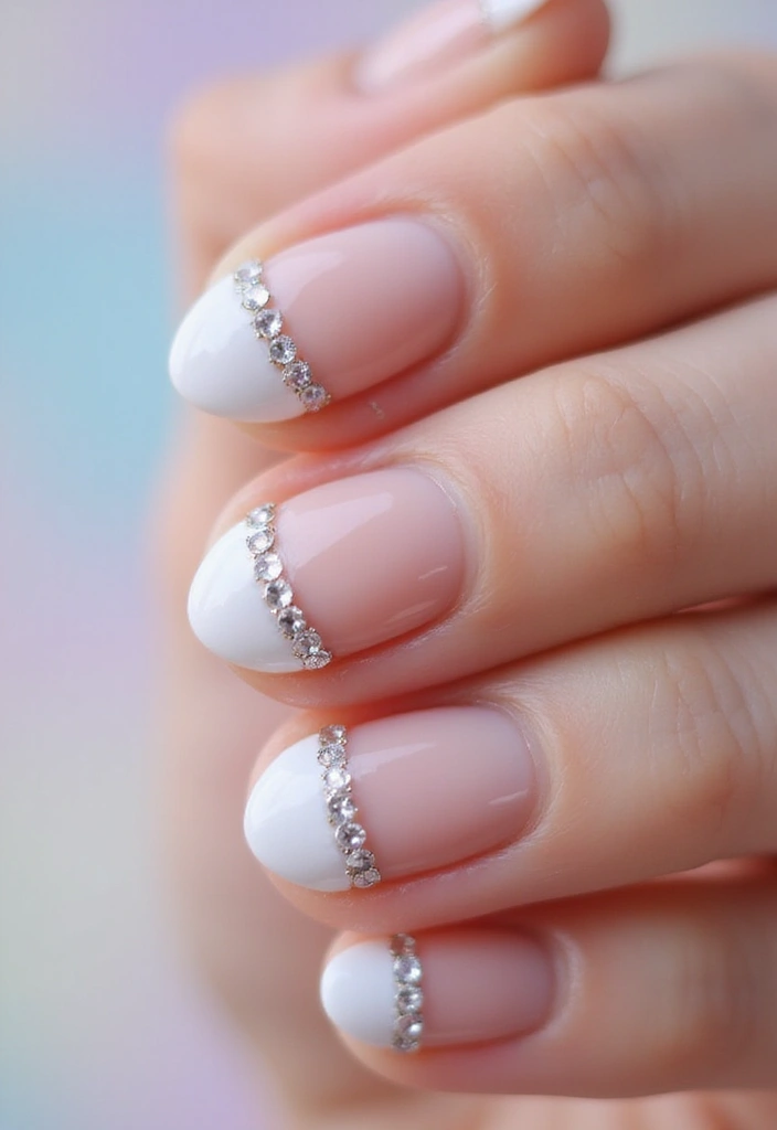 26 Milky Glass French Nail Designs for Subtle Shine - 21. Crystalized Tips