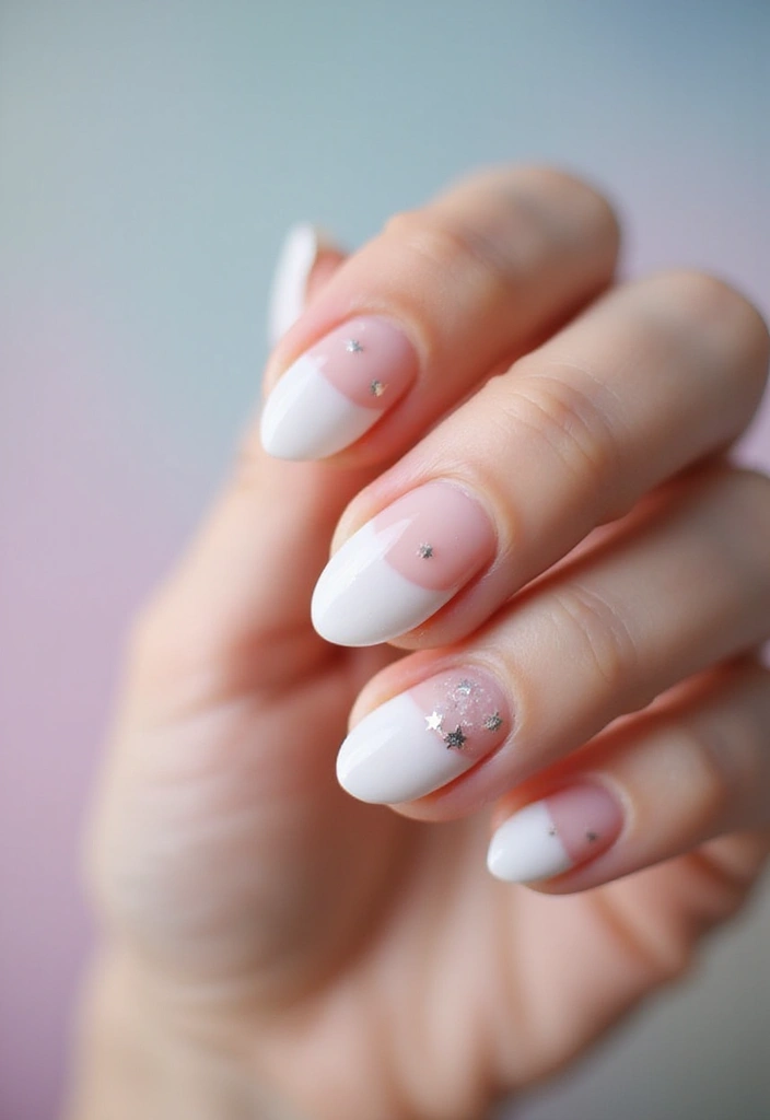 26 Milky Glass French Nail Designs for Subtle Shine - 22. Twinkling Stars
