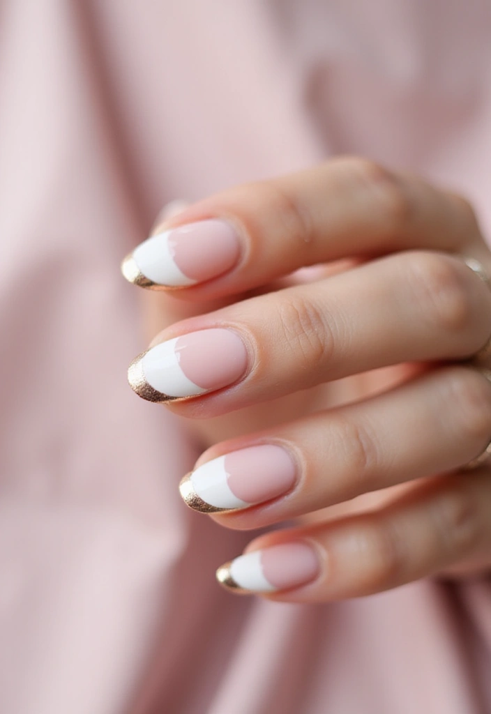 26 Milky Glass French Nail Designs for Subtle Shine - 23. Metallic Edges