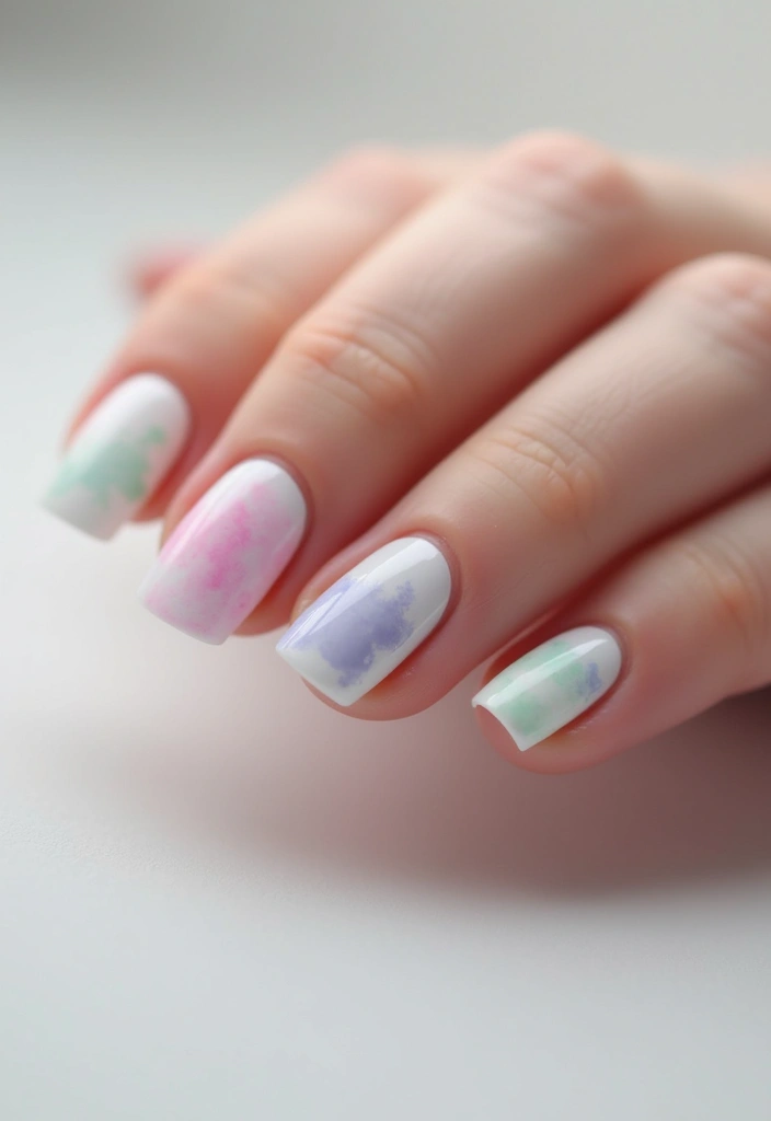 26 Milky Glass French Nail Designs for Subtle Shine - 24. Watercolor Effect