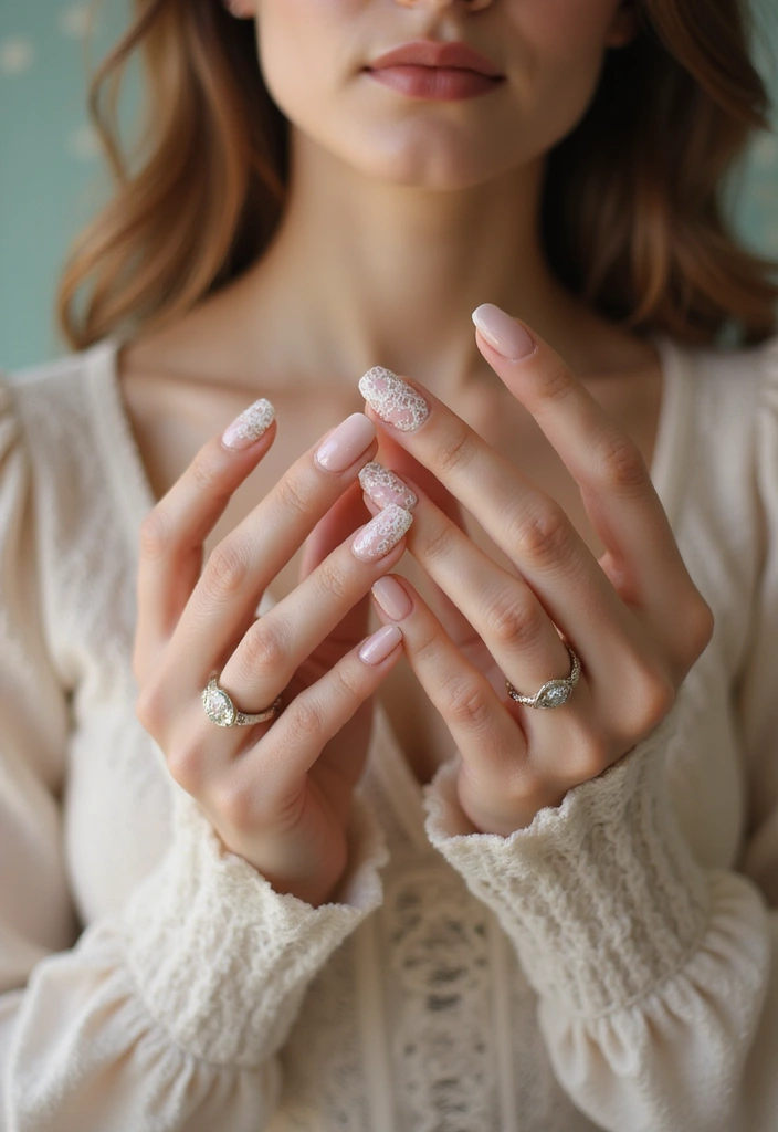 26 Milky Glass French Nail Designs for Subtle Shine - 25. Vintage Charm