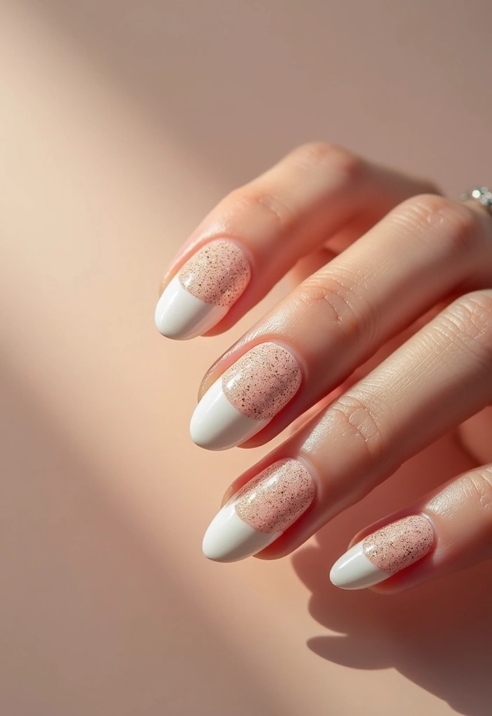 26 Milky Glass French Nail Designs for Subtle Shine - 3. Milky Glass with Glitter