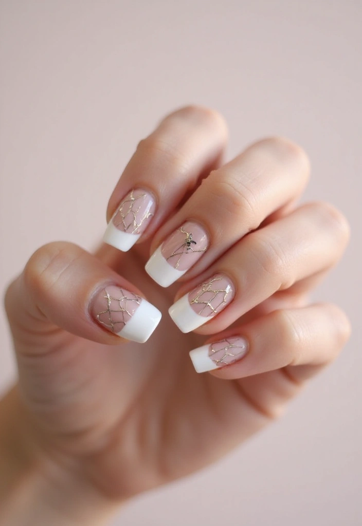 26 Milky Glass French Nail Designs for Subtle Shine - 9. Geometric Patterns