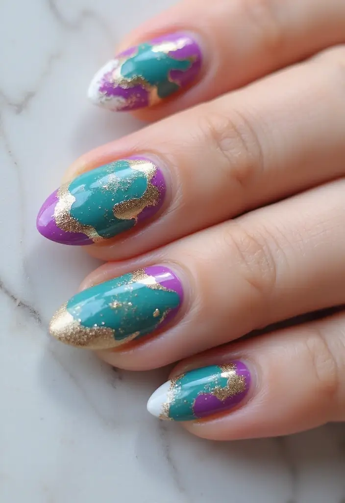 26 Nail Art Techniques to Try Before 2026 - 19. Fluid Art Nail Technique