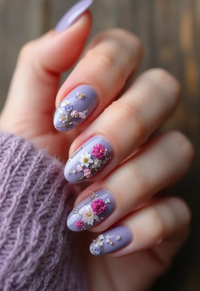 26 Nail Art Techniques to Try Before 2026 - 3. Natural Nail Art with Flowers
