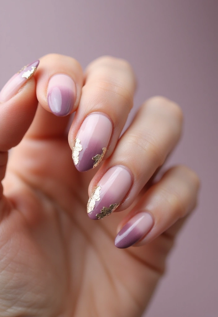 26 Ombre Nail Techniques for Stunning Results - 10. Ombre with Foil Accents