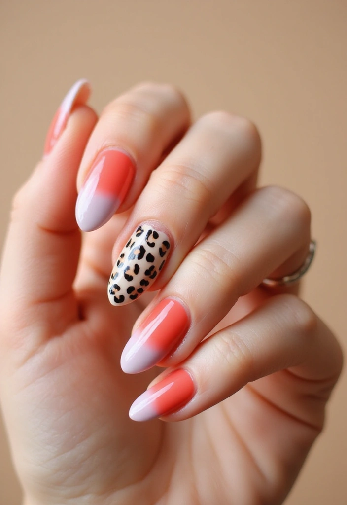 26 Ombre Nail Techniques for Stunning Results - 16. Ombre with Animal Print