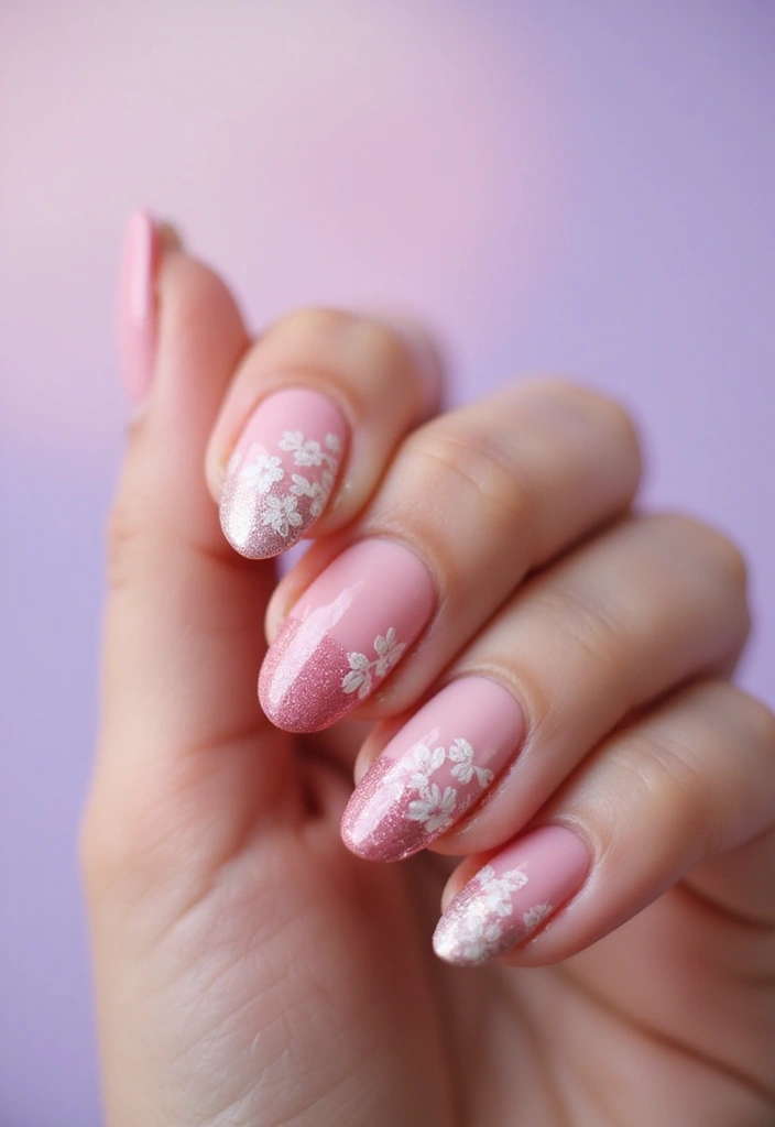 26 Ombre Nail Techniques for Stunning Results - 7. Ombre with Floral Accents