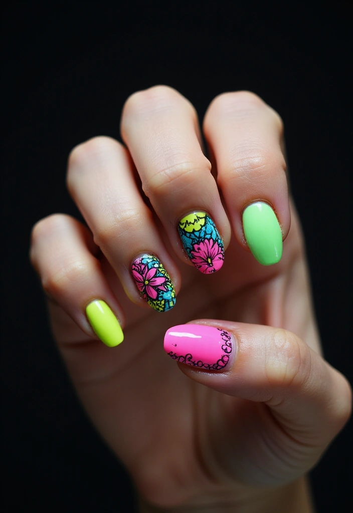 26 Top Nail Trends for Late 2025 You Can’t Miss - 14. Neon Nonsense