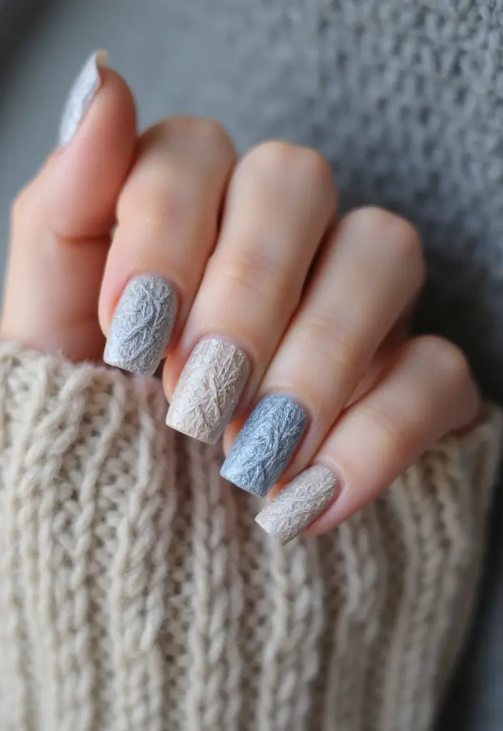 26 Top Nail Trends for Late 2025 You Can’t Miss - 7. Cozy Knit Patterns