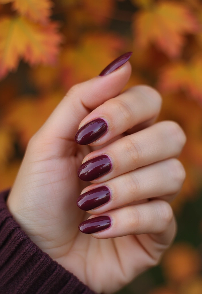 27 Berry Glazed Nail Ideas for October Nights - 11. Berry Half-Moon Manicure