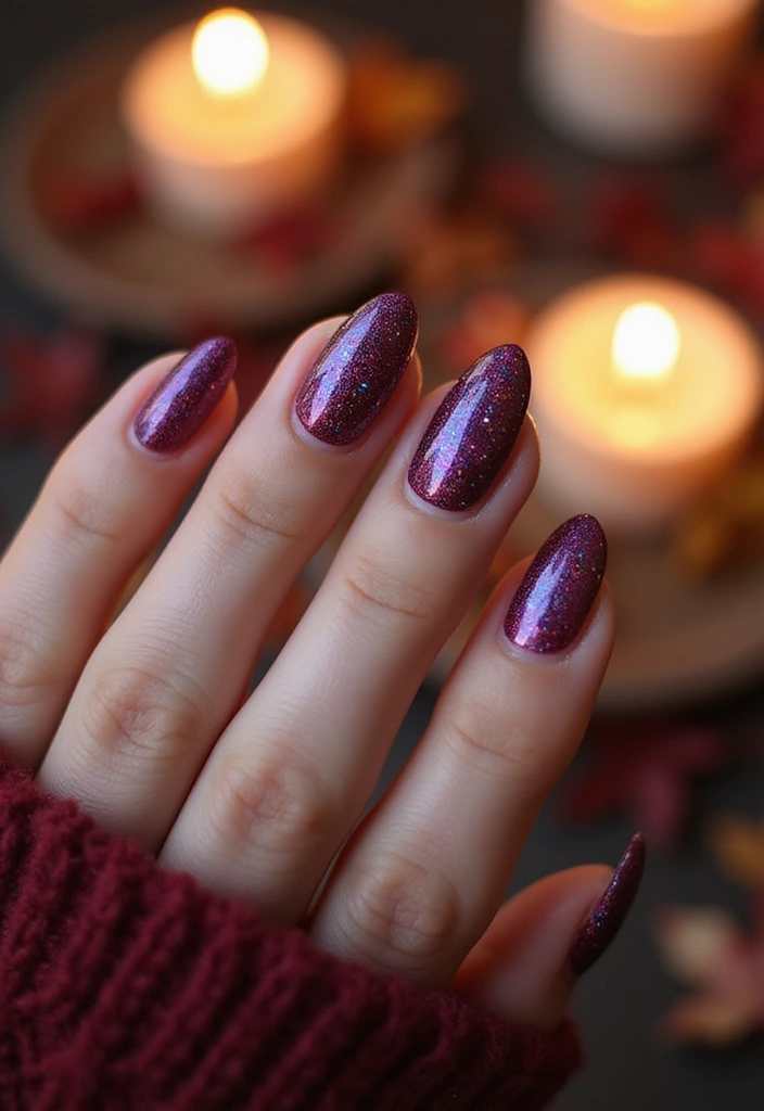 27 Berry Glazed Nail Ideas for October Nights - 13. Berry Stardust Nails
