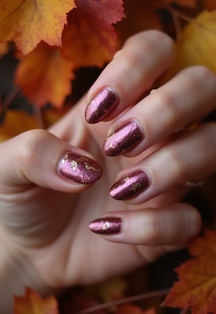 27 Berry Glazed Nail Ideas for October Nights - 24. Metallic Berry Shine