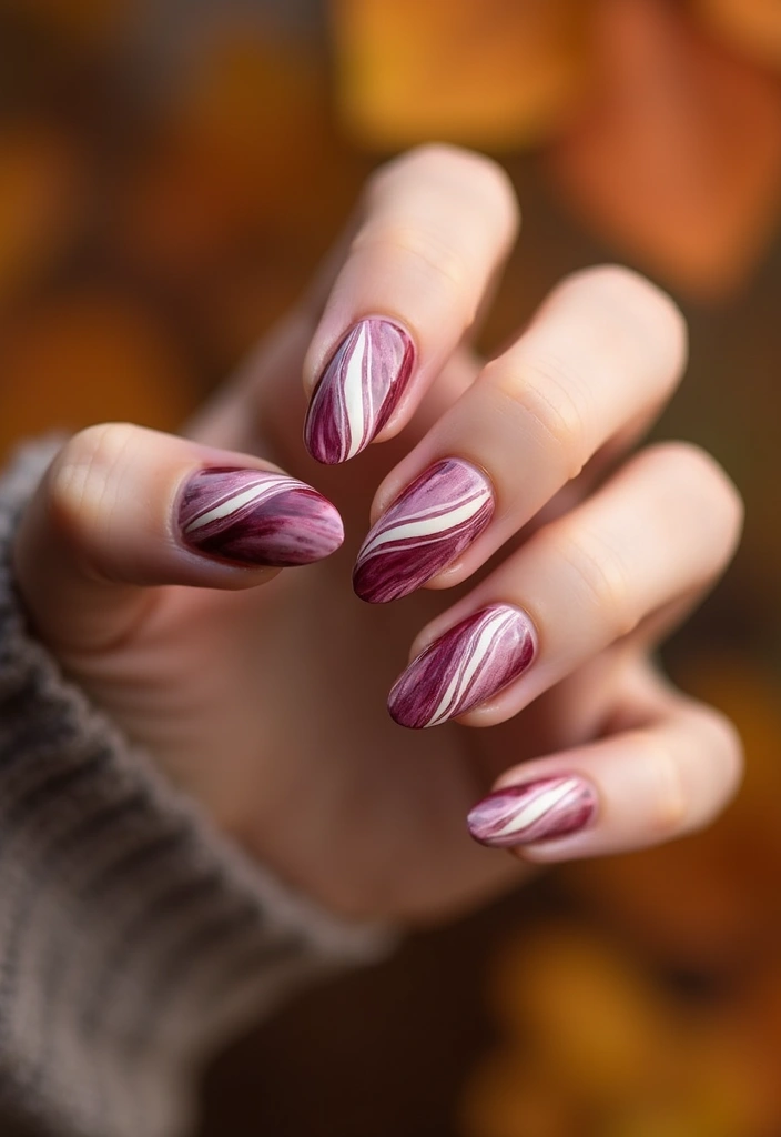 27 Berry Glazed Nail Ideas for October Nights - 25. Berry and Cream Swirls