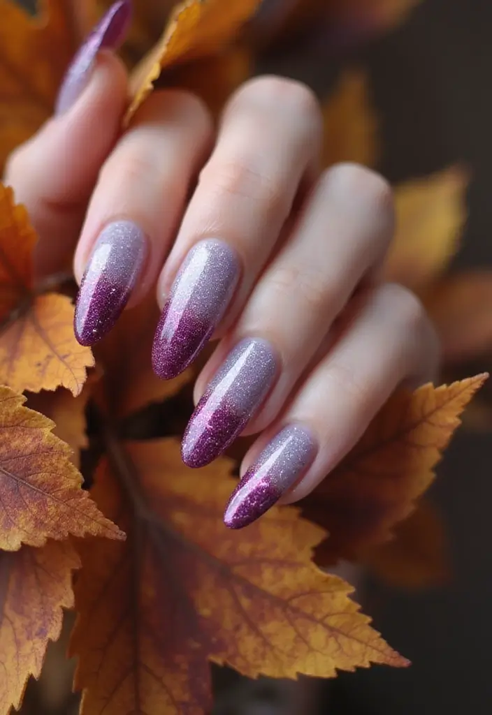 27 Berry Glazed Nail Ideas for October Nights - 26. Berry Stardust Ombre