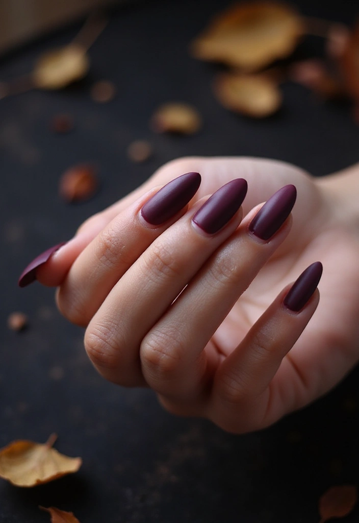 27 Berry Glazed Nail Ideas for October Nights - 3. Matte Berry Stiletto