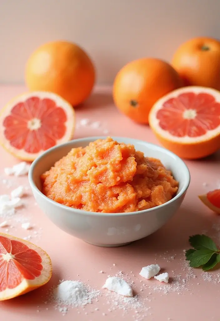 27 DIY Hand Scrubs for Softer, Smoother Skin - 17. Grapefruit & Sugar Invigorating Scrub