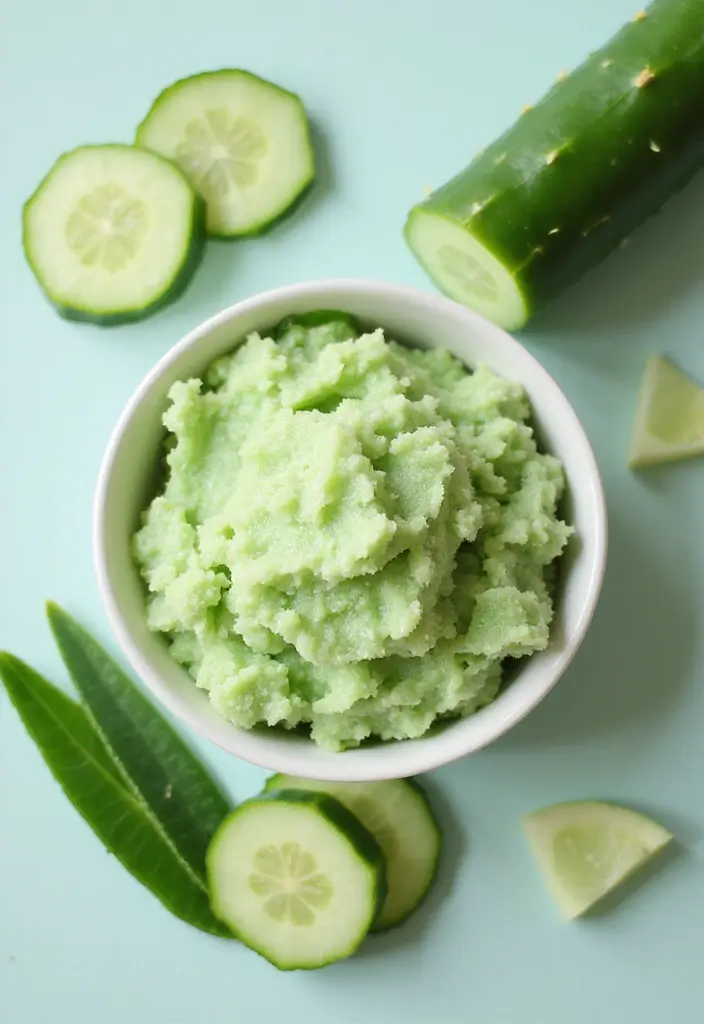 27 DIY Hand Scrubs for Softer, Smoother Skin - 23. Cucumber & Aloe Hydrating Scrub