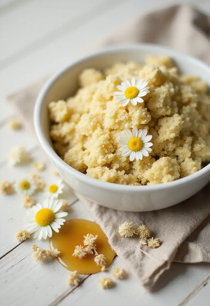 27 DIY Hand Scrubs for Softer, Smoother Skin - 7. Chamomile & Honey Soothing Scrub
