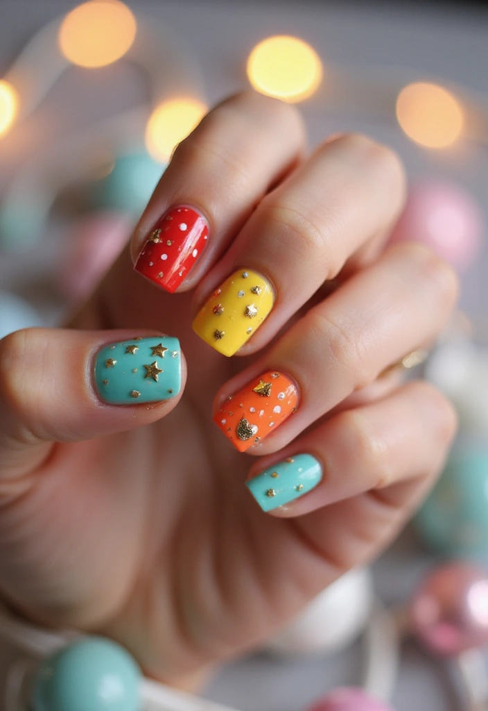 27 Festive Bow & Gold Accent Nails for Holidays - 19. Playful Polka Dots with Gold