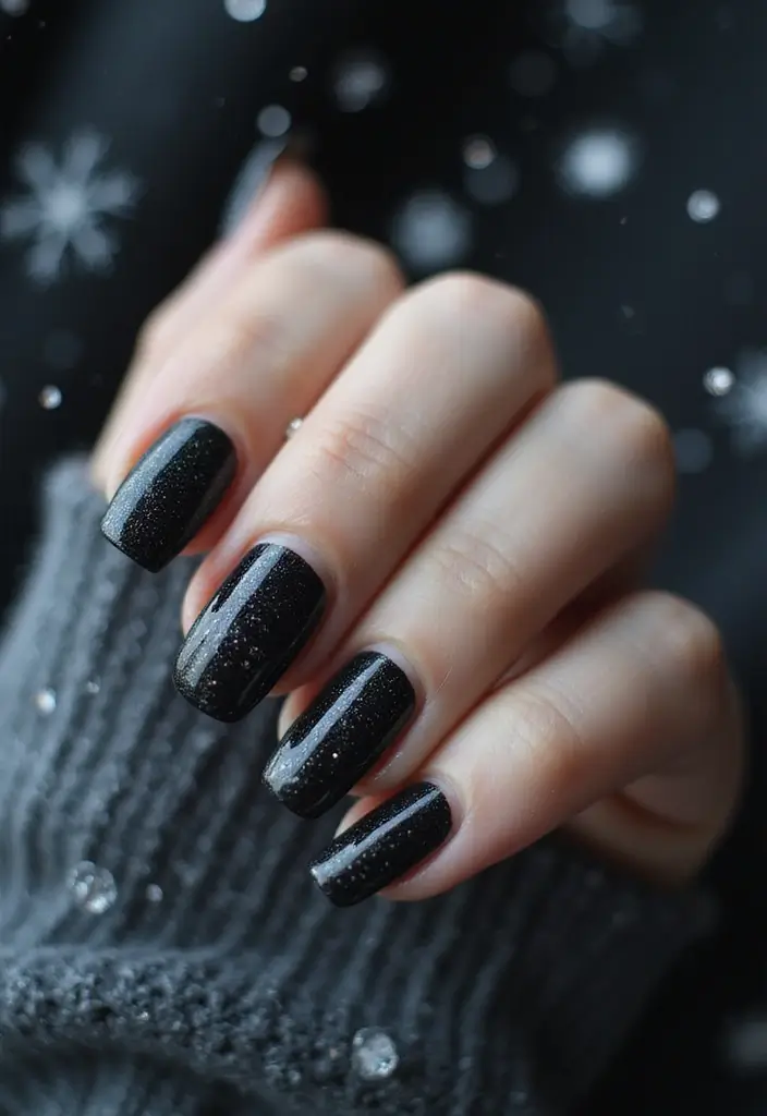 27 Frosted French Tip Nails to Try for Winter Glam - 10. Frosted Black Tips