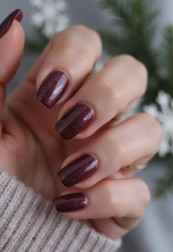 27 Frosted French Tip Nails to Try for Winter Glam - 11. Frosted Burgundy Tips
