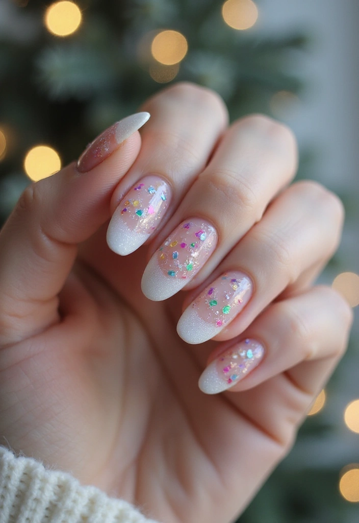 27 Frosted French Tip Nails to Try for Winter Glam - 16. Frosted Confetti Tips