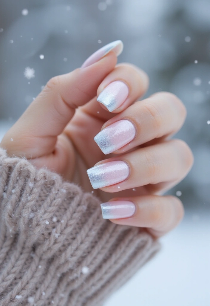 27 Frosted French Tip Nails to Try for Winter Glam - 18. Frosted Pearlescent Tips