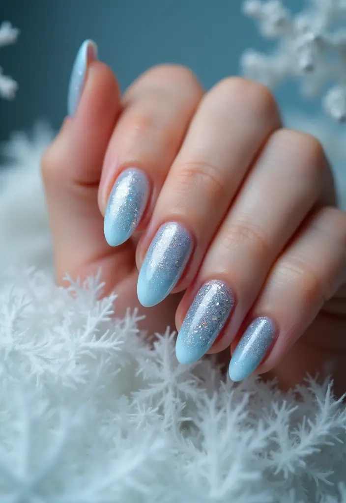 27 Frosted French Tip Nails to Try for Winter Glam - 2. Icy Blue Tips