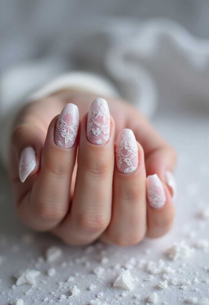 27 Frosted French Tip Nails to Try for Winter Glam - 23. Frosted Lace Tips