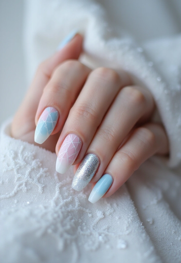 27 Frosted French Tip Nails to Try for Winter Glam - 27. Frosted Geometric Tips