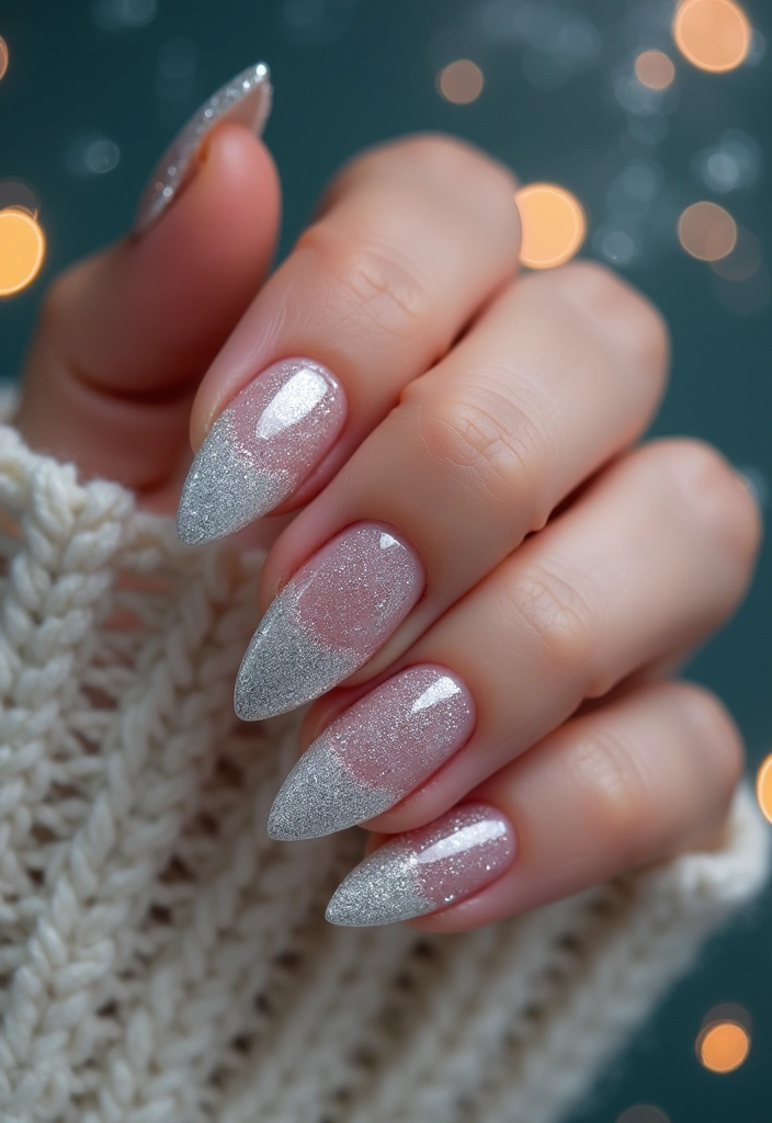 27 Frosted French Tip Nails to Try for Winter Glam - 3. Glittery Silver Tips