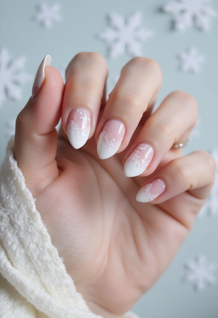 27 Frosted French Tip Nails to Try for Winter Glam - 4. Frosted Pink and White Swirls